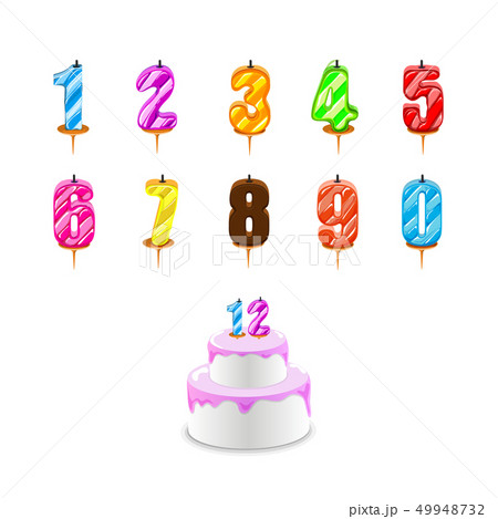 Birthday candles . Birthday cake with numeral cand 49948732
