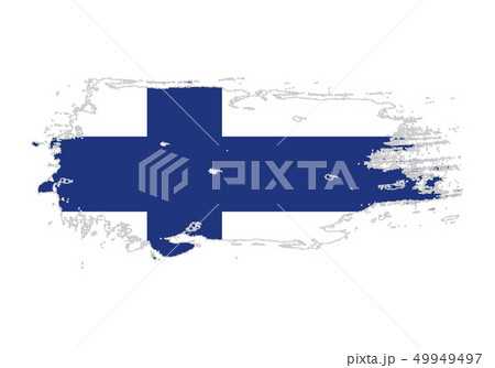 Grunge brush stroke with Finland national flag. Grunge brush stroke with Finland national flag. 49949497