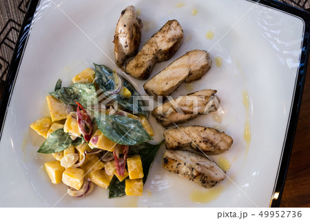 mango salad with grilled chicken mango salad with grilled chicken 49952736