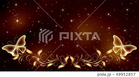 Stellar space background with magical butterflies 49952857