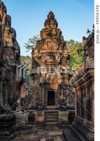 Banteay Srei is a Hindu temple dedicated to Shiva in Angkor, Cambodia Banteay Srei is a Hindu temple dedicated to Shiva in Angkor, Cambodia 49956346