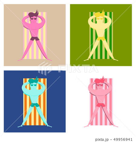 Men sunbathing in the sun, excessive, with danger of burns and skin cancer. Ideal for educational Men sunbathing in the sun, excessive, with danger of burns and skin cancer. Ideal for educational 49956941