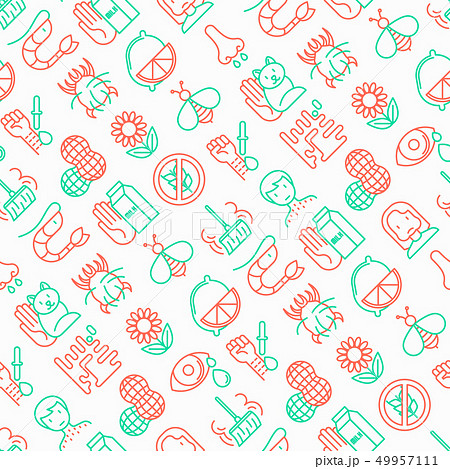 Allergy seamless pattern with thin line icons 49957111