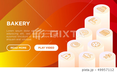 Bakery concept with thin line isometric icons 49957112