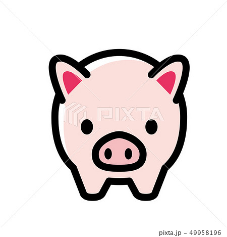 かわいいブタ 豚 の貯金箱のイラスト 主線あり 貯金 節約のイメージ ベクターデータのイラスト素材 49958196 Pixta