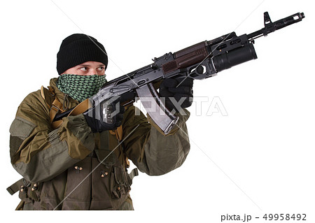 pro-Russian militiaman with kalashnikov ak-47 pro-Russian militiaman with kalashnikov ak-47 49958492