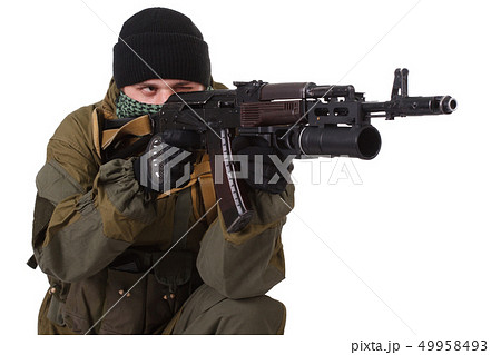 pro-Russian militiaman with kalashnikov ak-47 pro-Russian militiaman with kalashnikov ak-47 49958493