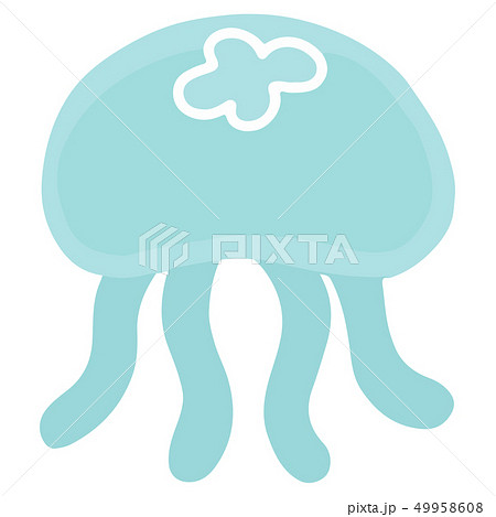 シンプルで可愛い水色のクラゲのイラスト アウトラインなしのイラスト素材 49958608 Pixta
