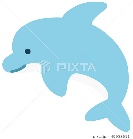 シンプルで可愛い水色のイルカのイラスト アウトラインなしのイラスト素材