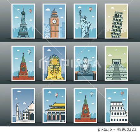 World landmarks collection. Travel and Tourism. Vector 49960223