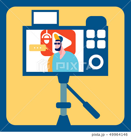 Streamer Recording Video Flat Color Illustration 49964146