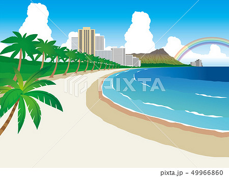 ハワイ ビーチのイラスト素材 49966860 Pixta