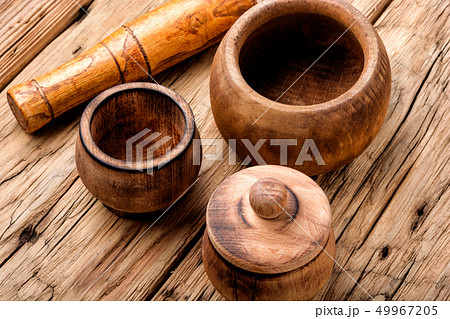 Wooden mortar and pestle Wooden mortar and pestle 49967205