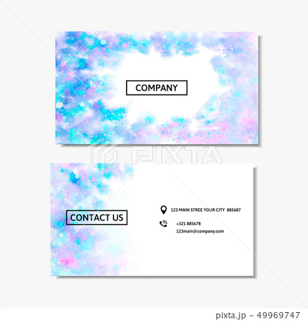Business card with a pink and blue watercolor design. Vector illustration Business card with a pink and blue watercolor design. Vector illustration 49969747