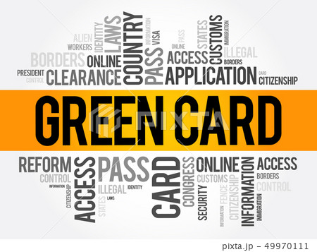 Green card word cloud collage 49970111