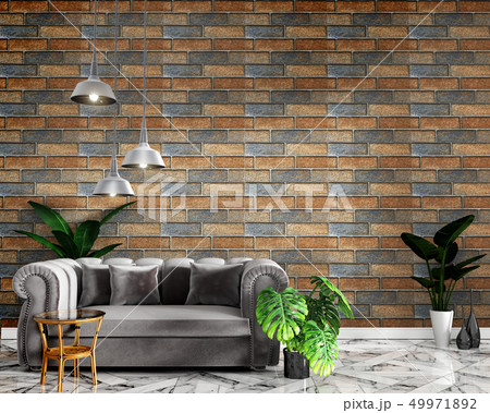living room interior with tile classic texture wal 49971892