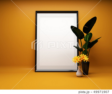 White picture frame on orange background White picture frame on orange background 49971907