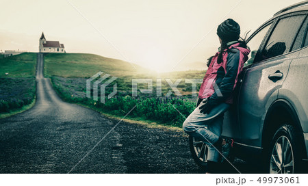 Road trip vacation travel by car in Iceland. Road trip vacation travel by car in Iceland. 49973061