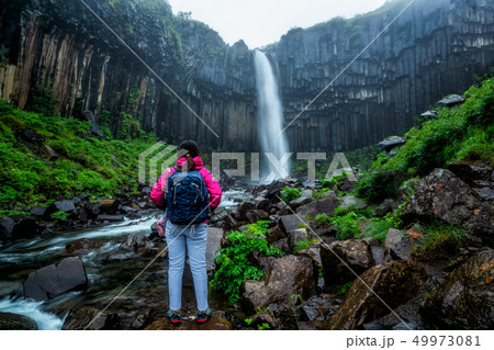 Svartifoss waterfall in Vatnajokull, Iceland. Svartifoss waterfall in Vatnajokull, Iceland. 49973081