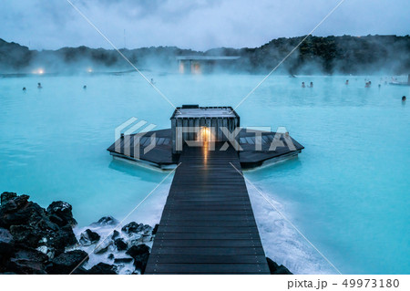 Geothermal Spa Blue Lagoon in Reykjavik, Iceland. 49973180