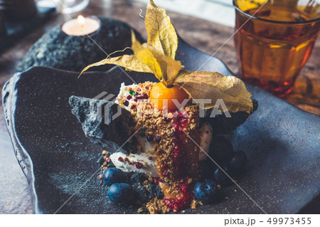 Icelandic ice cream menu with sugar cane. 49973455