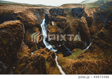 Unique landscape of Fjadrargljufur in Iceland. 49973486