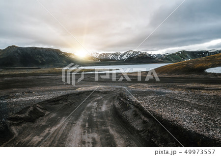 Road to Landmanalaugar on highlands of Iceland. 49973557
