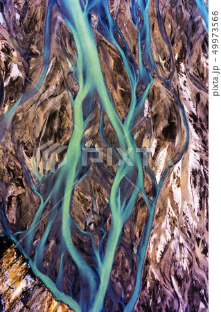 Aerial landscape top view of glacier river Iceland Aerial landscape top view of glacier river Iceland 49973566