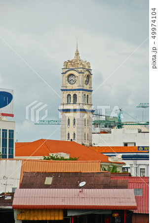 マラヤ鉄道ビルの時計塔 ジョージタウン マレーシア ペナン島 の写真素材