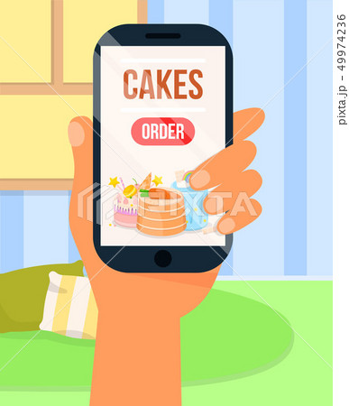 Ordering Cakes via Internet App, Home Delivery. Ordering Cakes via Internet App, Home Delivery. 49974236