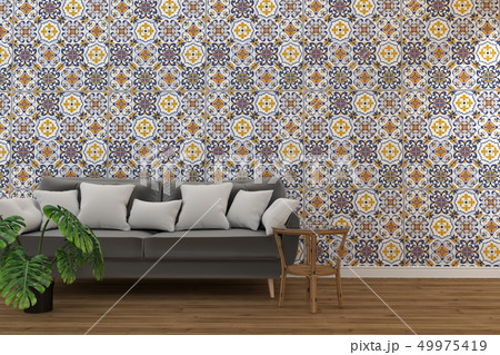 living room interior with tile classic  49975419