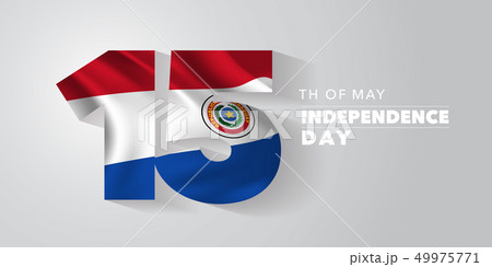 Paraguay happy independence day greeting card, banner, vector illustration 49975771