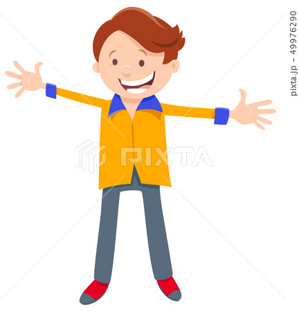 happy boy character cartoon illustration 49976290