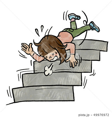 階段から転げおちる女の子のイラスト素材