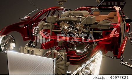 Disassembled Car with Visible Parts 49977321