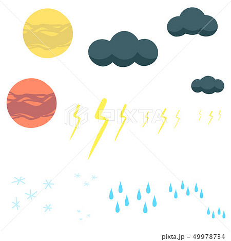 太陽と月と雲と雨と雪と雷のイラスト素材 [49978734] - PIXTA