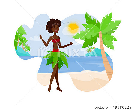 Travel to Paradise Island Flat Color Illustration 49980225