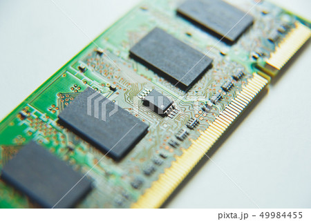 Close up of computer hardware details on table Close up of computer hardware details on table 49984455
