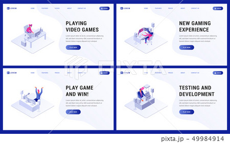 Gaming website landing page flat set 49984914