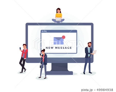 Smiling people messaging via internet Smiling people messaging via internet 49984938