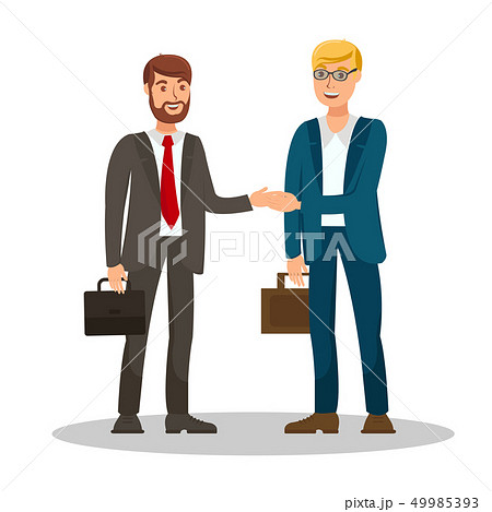 Colleagues Meeting Flat Color Vector Illustration 49985393