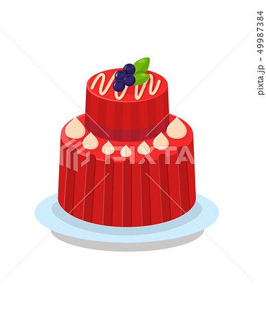 Delicious Two Tier Cake Flat Vector Illustration 49987384