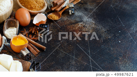 Ingredients and utensils for baking cookies 49987621