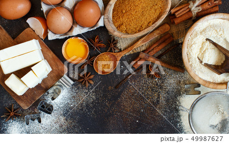Ingredients and utensils for baking cookies 49987627