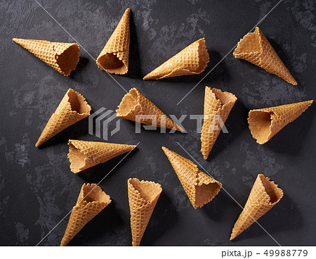 waffle cones for ice cream concept on dark waffle cones for ice cream concept on dark 49988779
