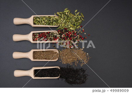 Different exotic spices on a black background 49989009
