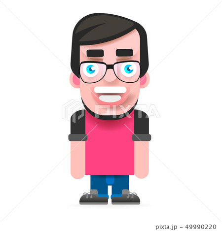 Young Hipster With Glasses And A Beard In A Pink Young Hipster With Glasses And A Beard In A Pink 49990220