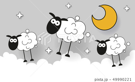 Sheep good night moon and stars vector Sheep good night moon and stars vector 49990221