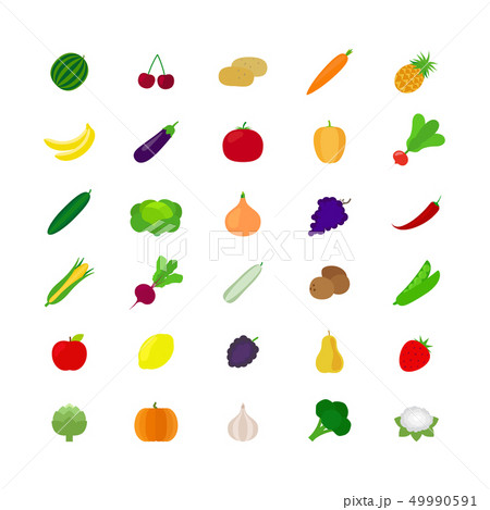 Vegetables and fruit flat icons Vegetables and fruit flat icons 49990591