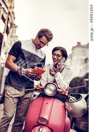 Nice handsome man looking at the tablet screen 49991904